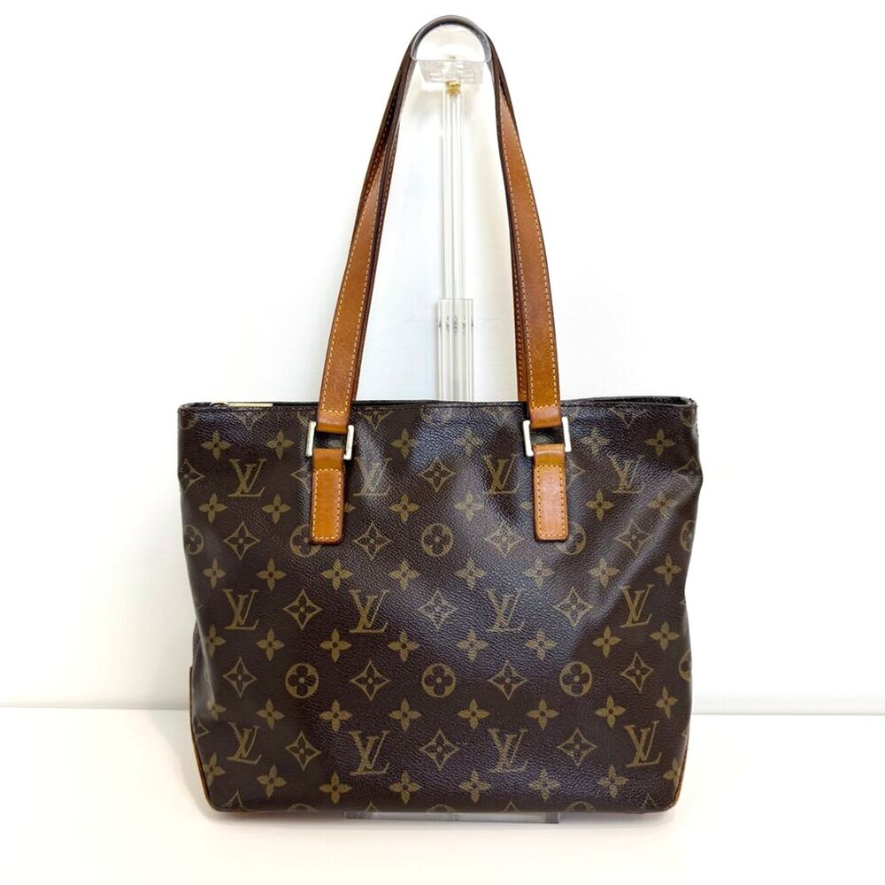 LOUIS VUITTON Monogram Piano Cabas Tote Brown LV Canvas Leather Zip Shoulder Bag